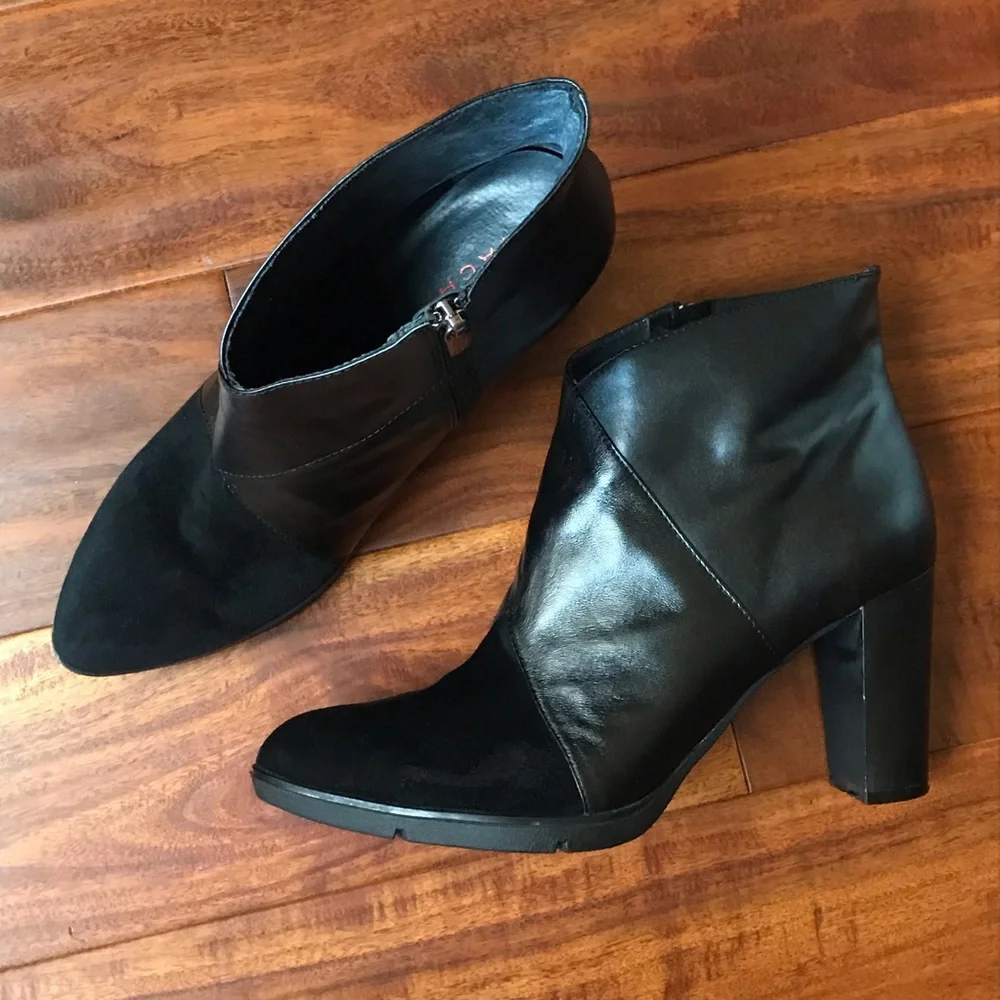 Whimsigoth Witchy Leather & Suede High Heeled Ankle Boot Black Size 8.5